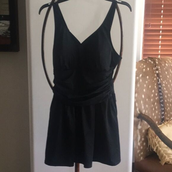 Flattering Black Swim Dress. NWOT - Picture 2 of 6